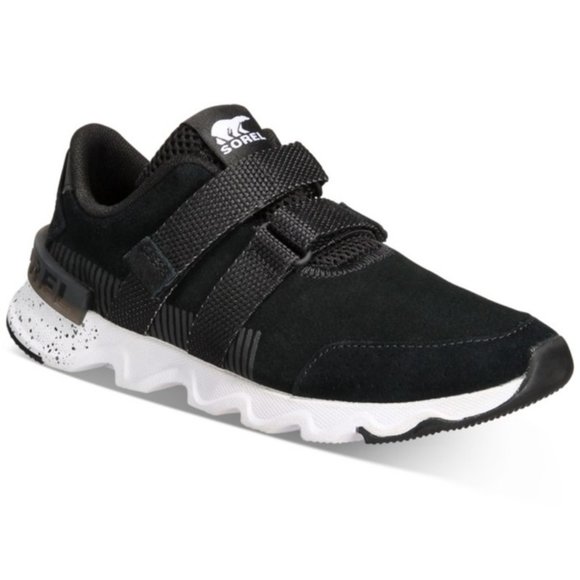 Sorel Kinetic Lite Strap Black Suede Casual Logo Running Cushion Sneakers Shoes - Picture 1 of 16
